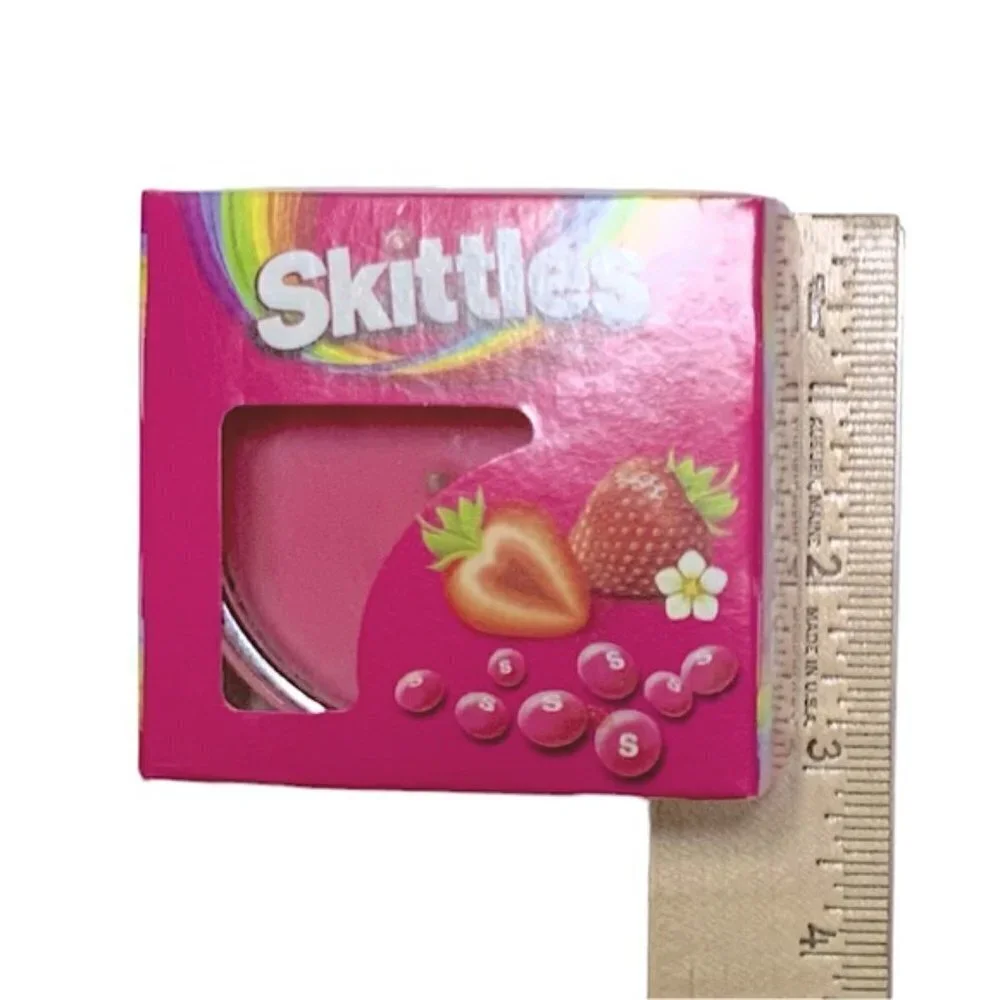 Skittles Candle Strawberry Scented in Glass Container 3 OZ each Pink 2 Piece Lot